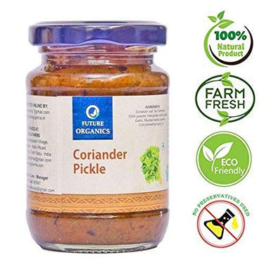 Future Organics Coriander Andhra Pickle - 160 Grams | 100% Fresh Achar with Homemade Taste & Pure Natural Healthy Ingredients